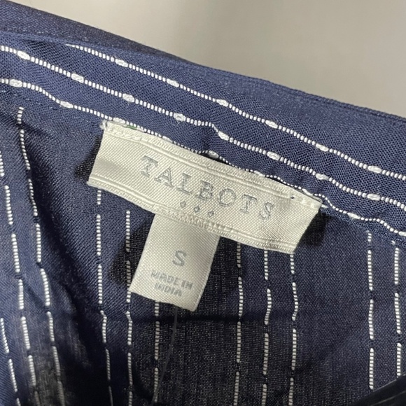 NEW Talbots Shirt Womens Small blue white stripe henley button up casual classic - Picture 4 of 9